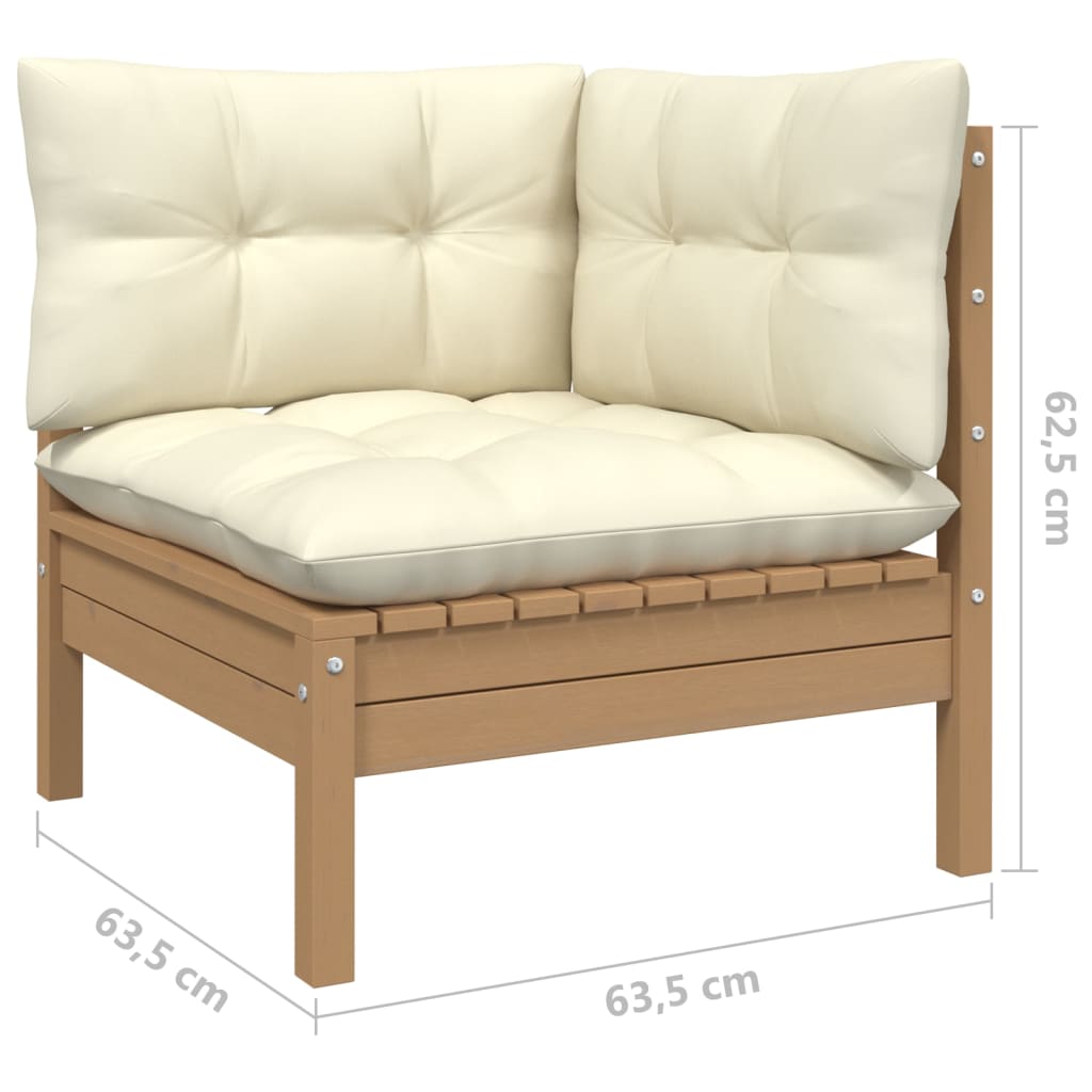 vidaXL 5 pcs conjunto lounge de jardim c/ almofadões pinho maciço