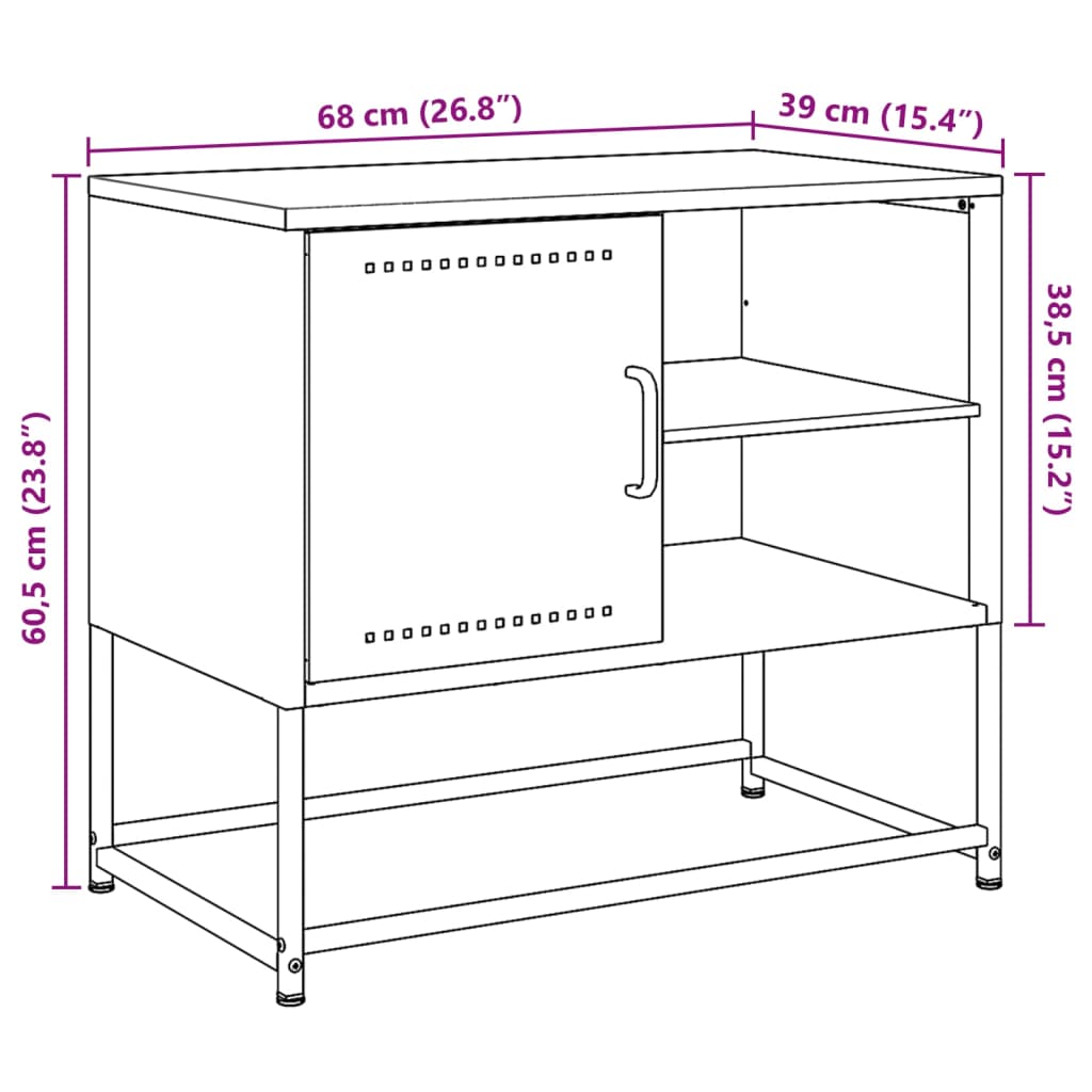 vidaXL Móvel de TV 100,5x39x60,5 cm aço amarelo mostarda