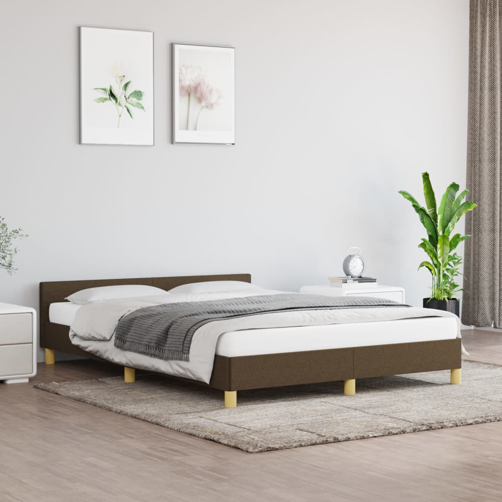 vidaXL Estrutura de cama sem colchão 140x200 cm tecido castanho-escuro