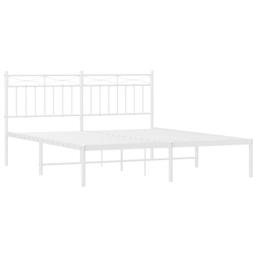 vidaXL Estrutura de cama com cabeceira 150x200 cm metal branco