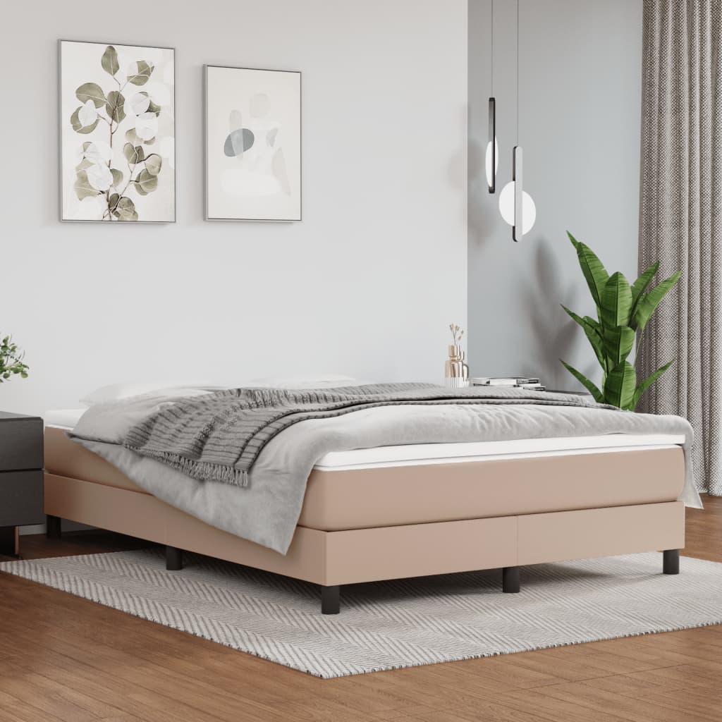 vidaXL Estrutura de cama 140x200 cm couro artificial cappuccino