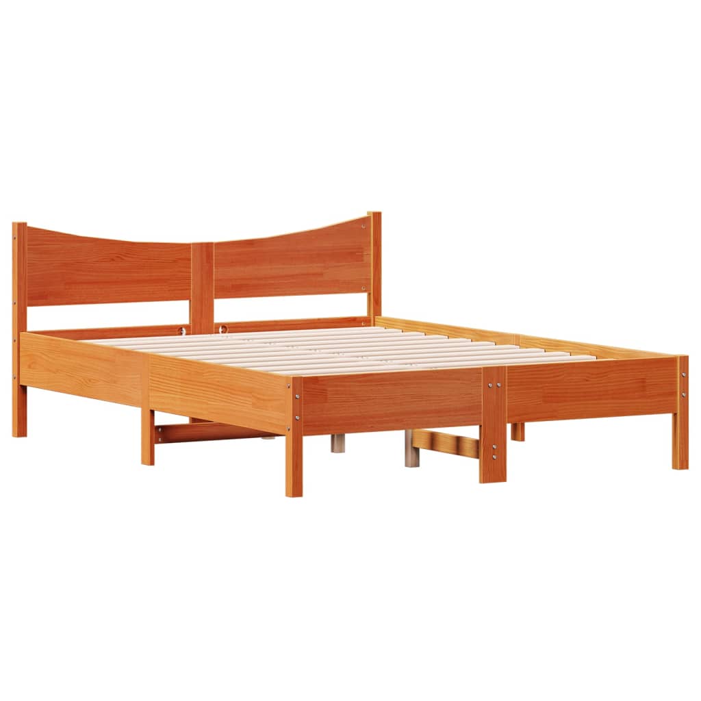 vidaXL Cama sem colchão 135x190 cm madeira pinho maciça castanho-mel