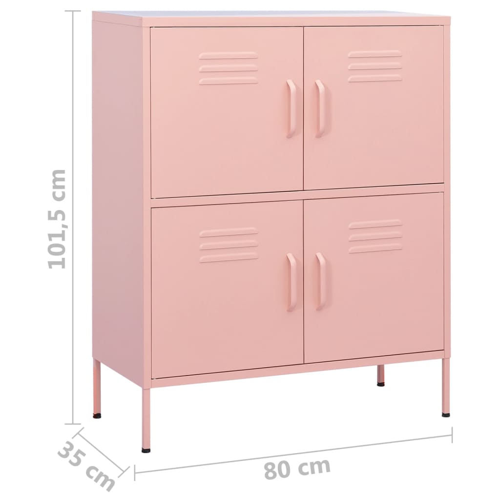 vidaXL Armário de arrumação aço 80x35x101,5 cm rosa