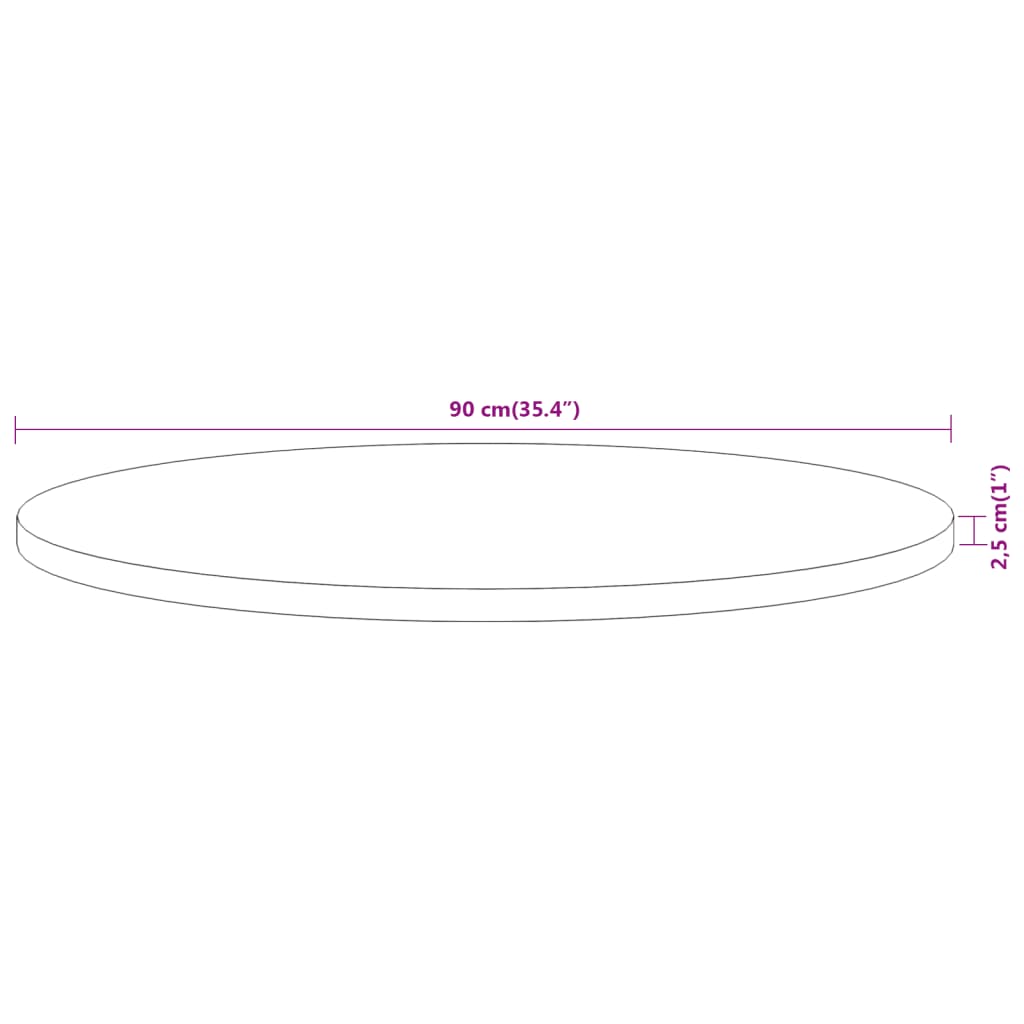 vidaXL Tampo de mesa redondo Ø90x2,5 cm madeira de acácia maciça