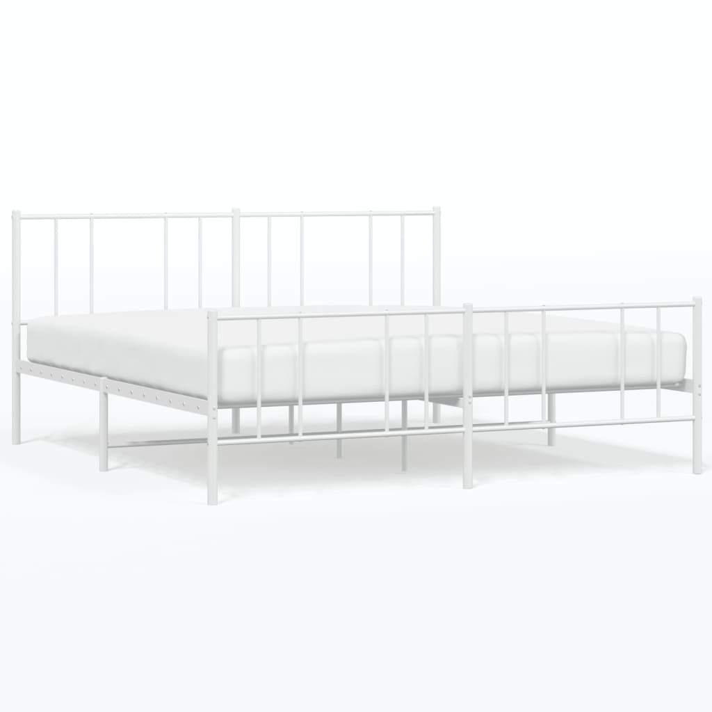 vidaXL Estrutura de cama com cabeceira e pés 183x213 cm metal branco