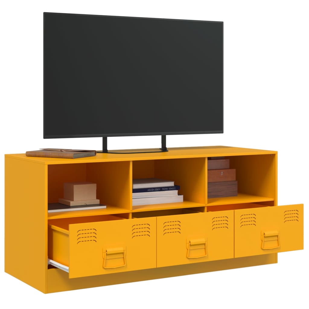 vidaXL Móvel de TV 99x39x44 cm aço amarelo mostarda