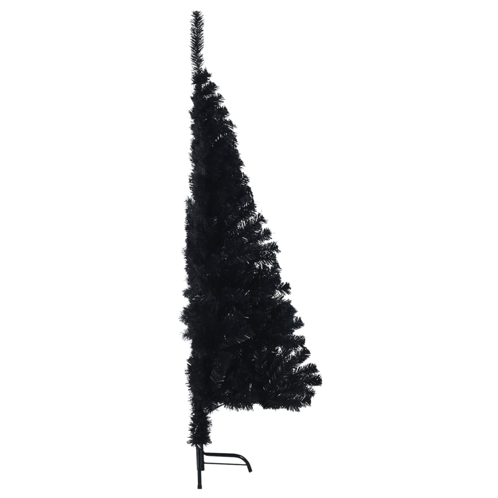 vidaXL Meia árvore de Natal artificial com suporte 120 cm PVC preto