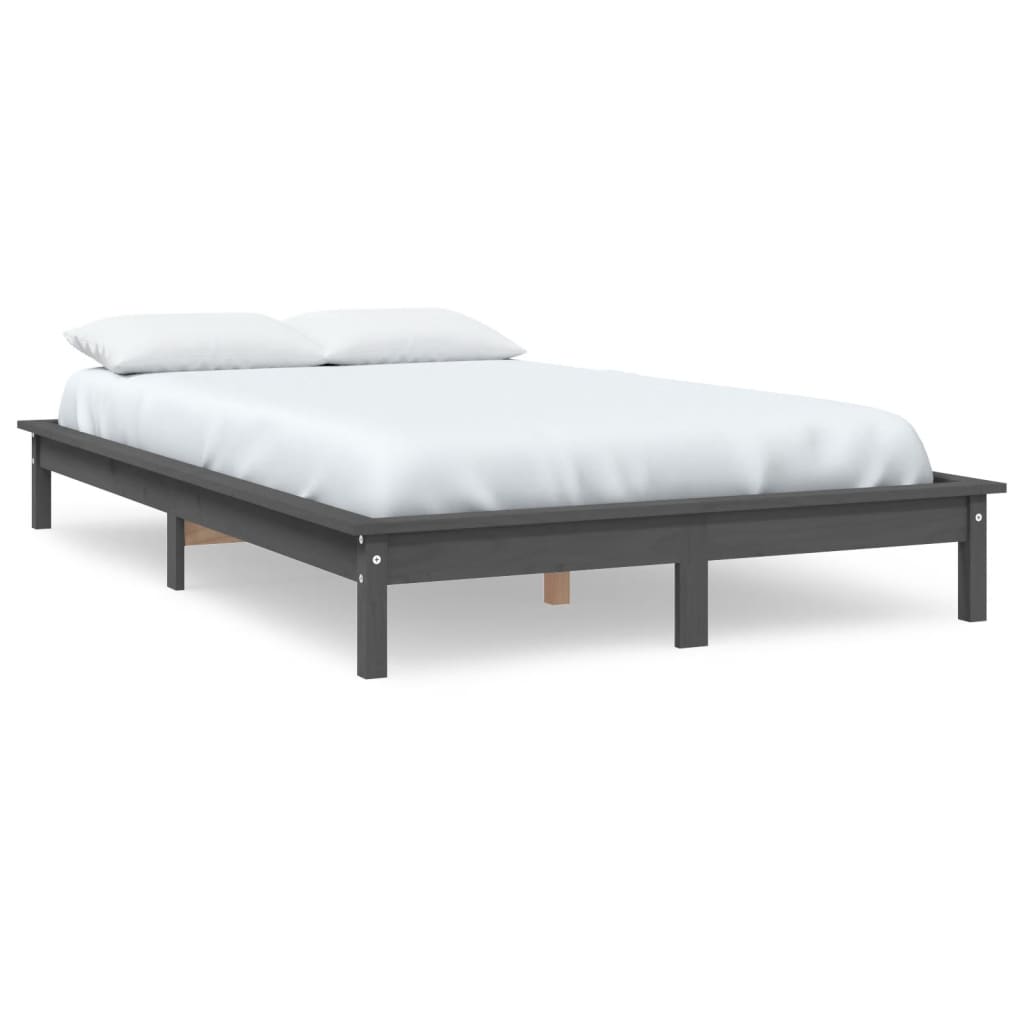 vidaXL Estrutura cama pequena de casal 120x190 cm pinho maciço cinza