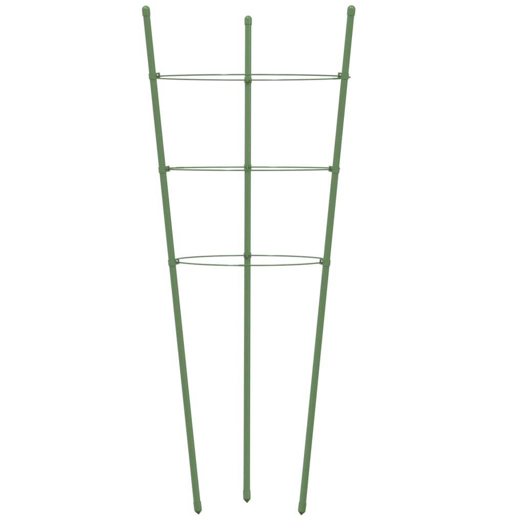 vidaXL Suportes p/ plantas de jardim c/ 3 anéis 5 pcs 60 cm aço verde