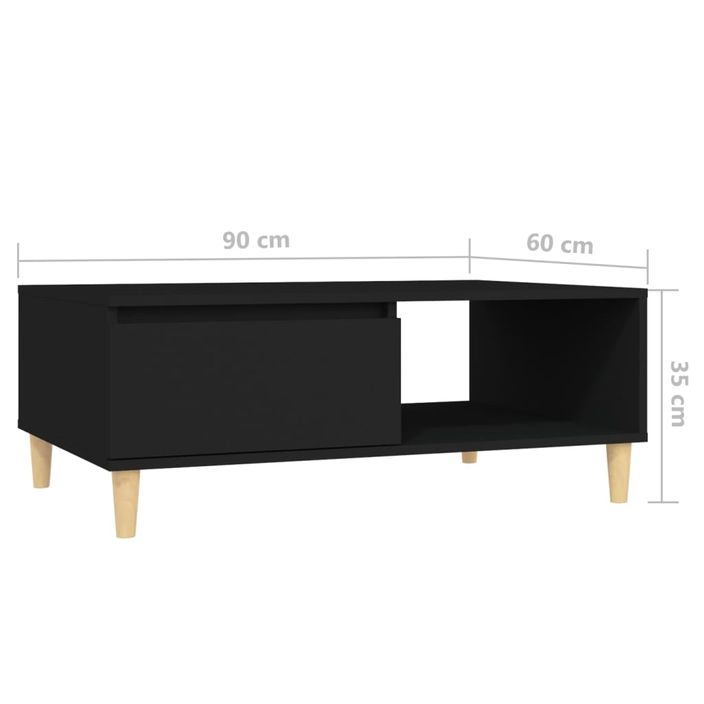 vidaXL Mesa de centro 90x60x35 cm derivados de madeira preto