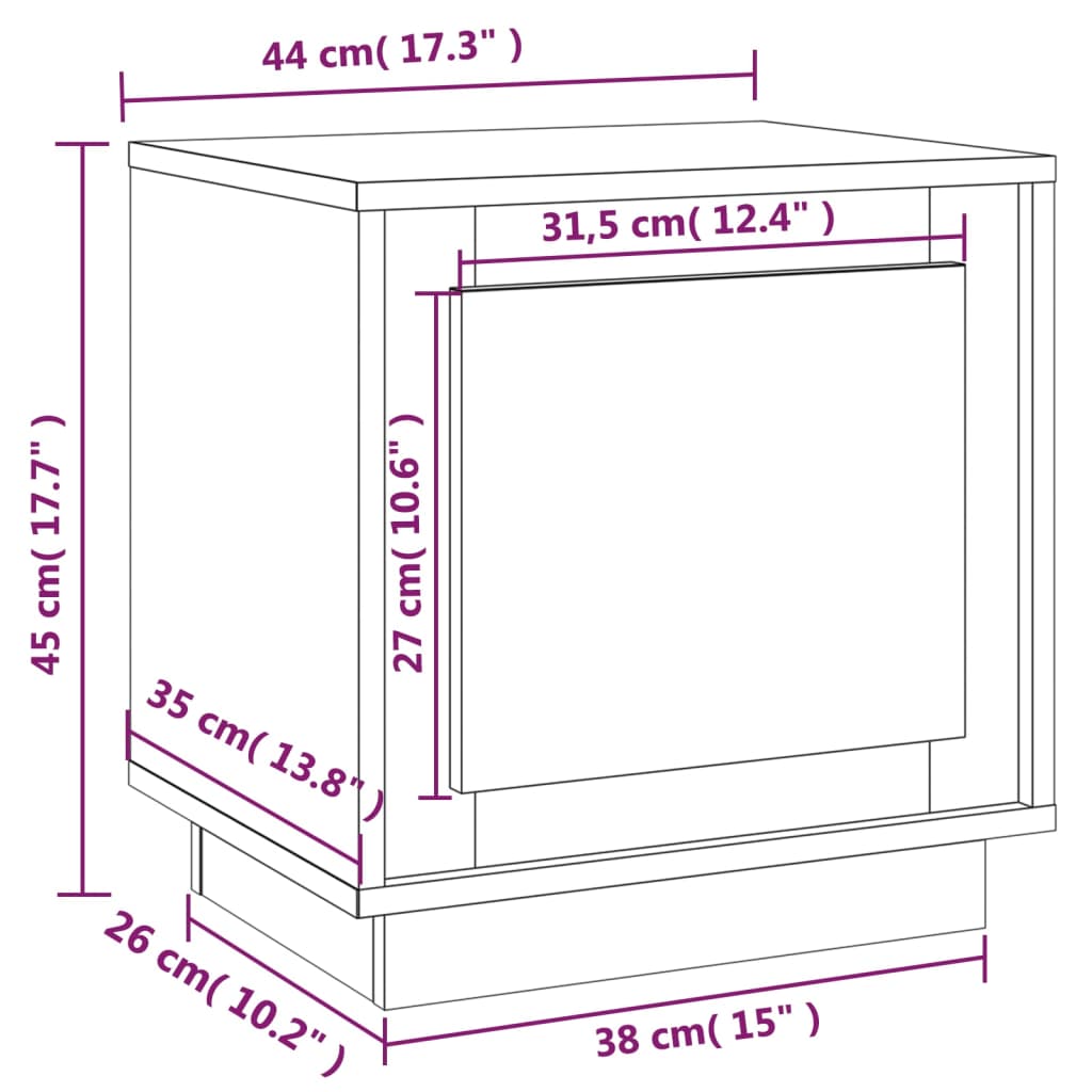 vidaXL Mesa de cabeceira 44x35x45 cm derivados de madeira preto