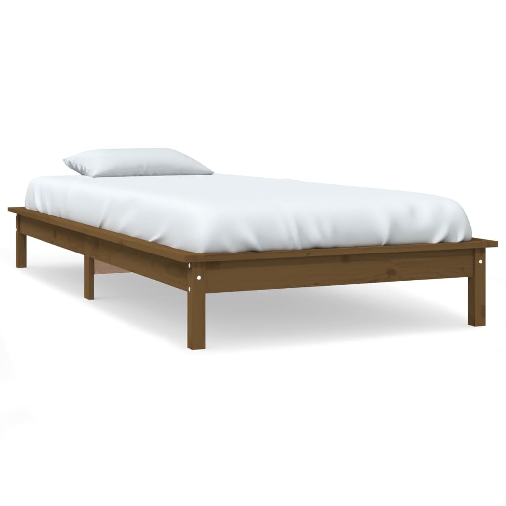 vidaXL Estrutura de cama 90x200cm madeira de pinho maciça castanho mel