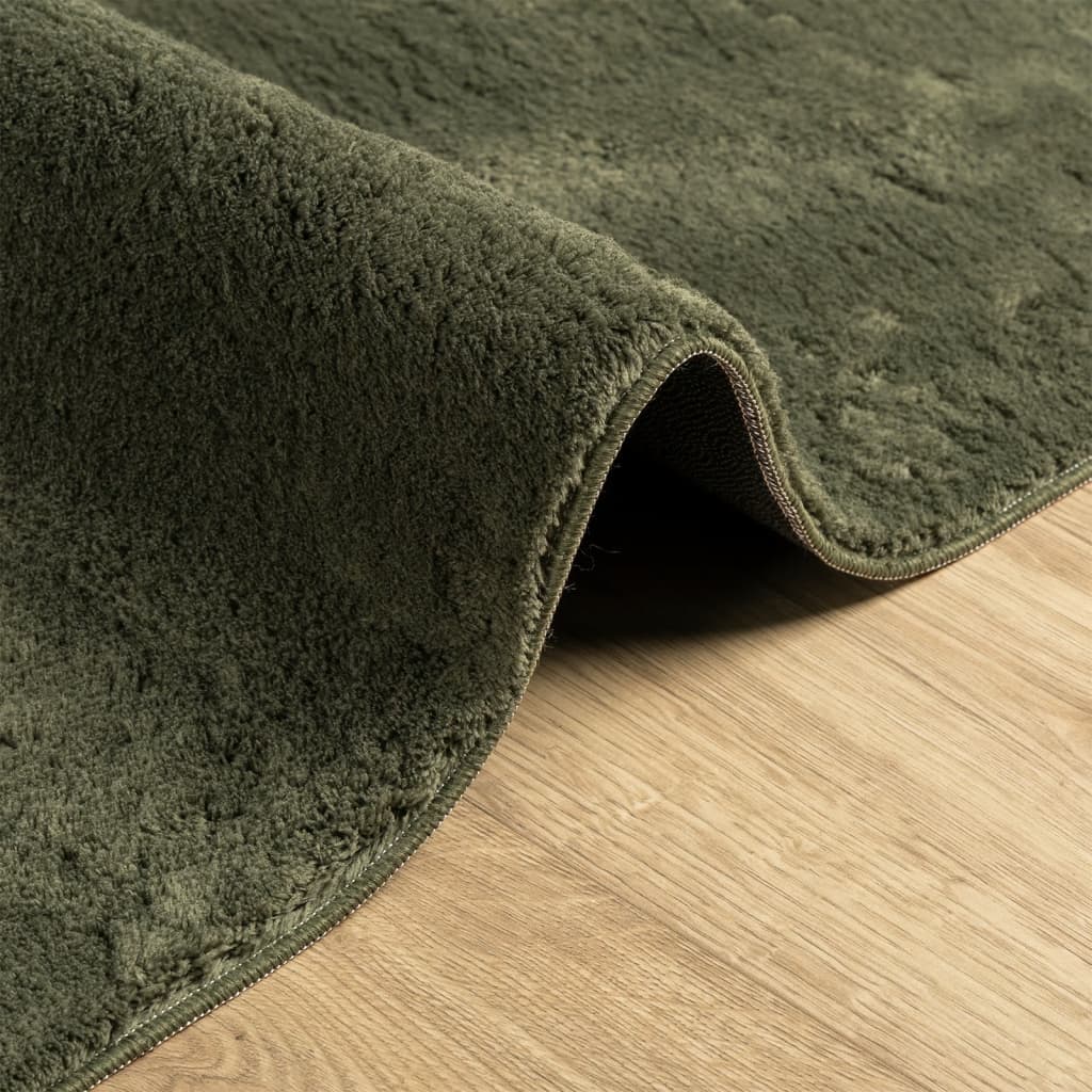 vidaXL Tapete pelo curto macio lavável HUARTE 80x150 cm verde-floresta