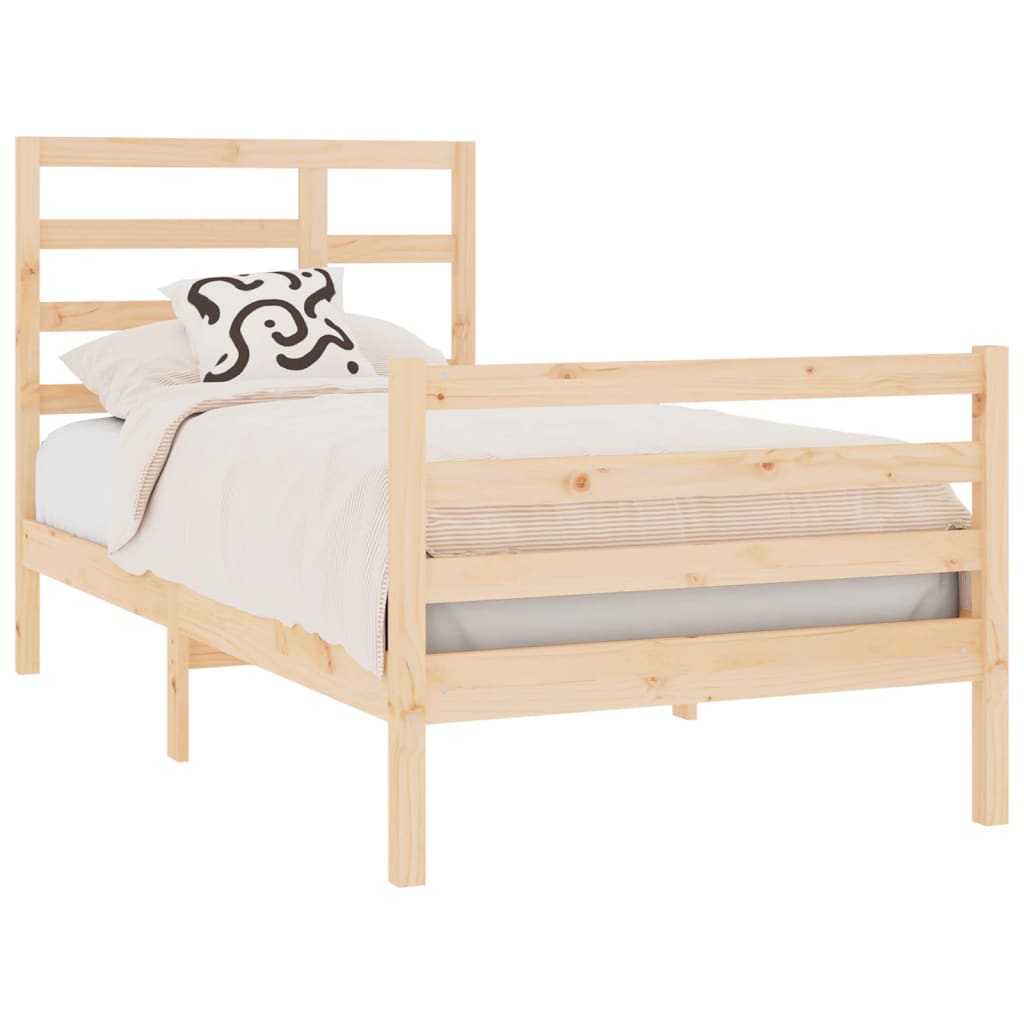 vidaXL Estrutura de cama pequena solteiro 75x190 cm madeira maciça