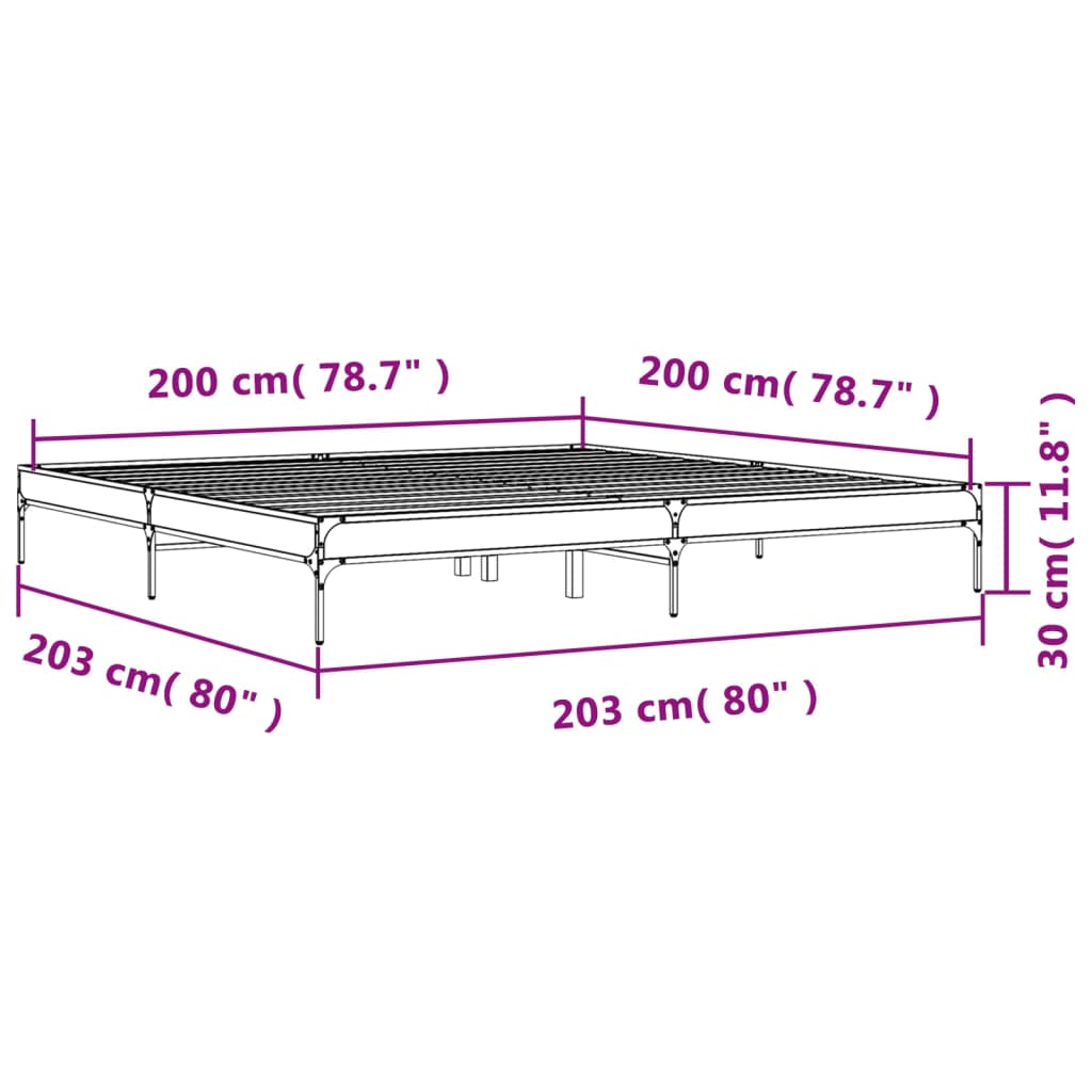 vidaXL Estrutura de cama 200x200cm derivados madeira/metal