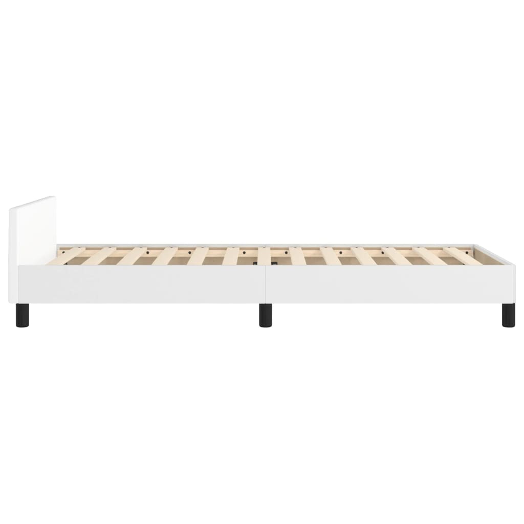 vidaXL Estrutura cama c/ cabeceira 100x200 cm couro artificial branco