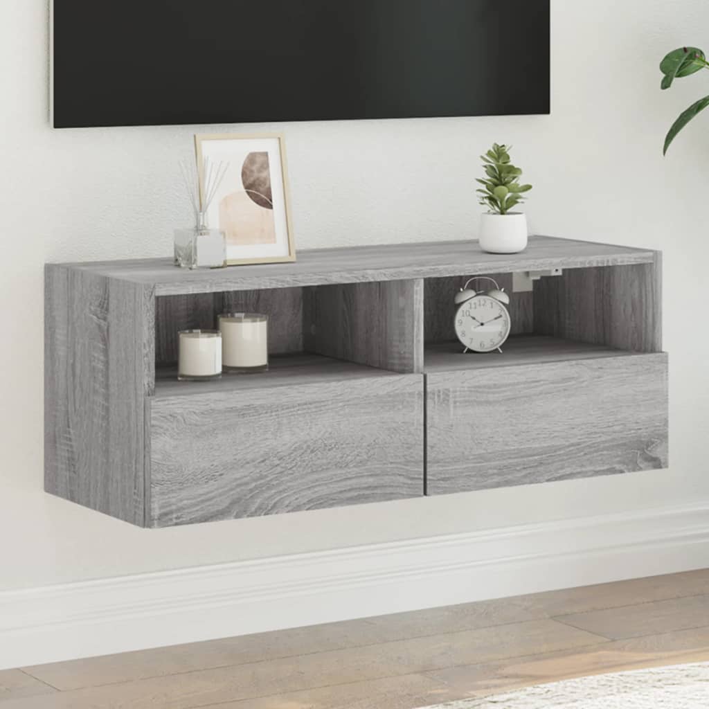 vidaXL Móvel de parede p/ TV 80x30x30cm derivados madeira cinza sonoma