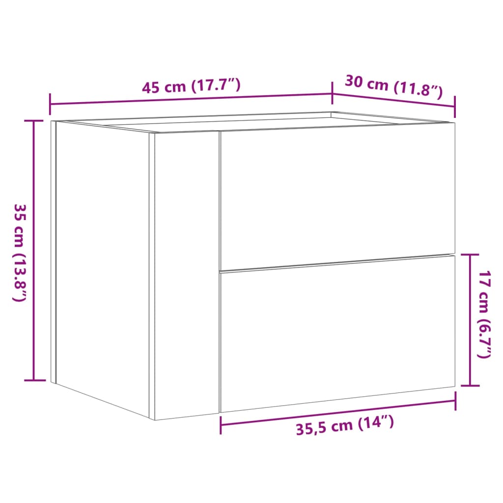 vidaXL Mesas de cabeceira de parede 2 pcs 45x30x35 cm preto