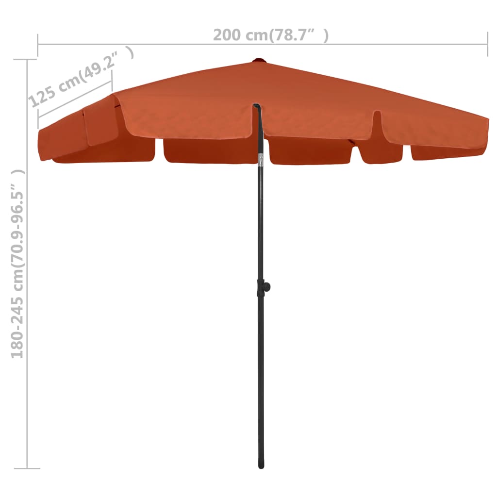 vidaXL Guarda-sol de praia 200x125 cm terracotta