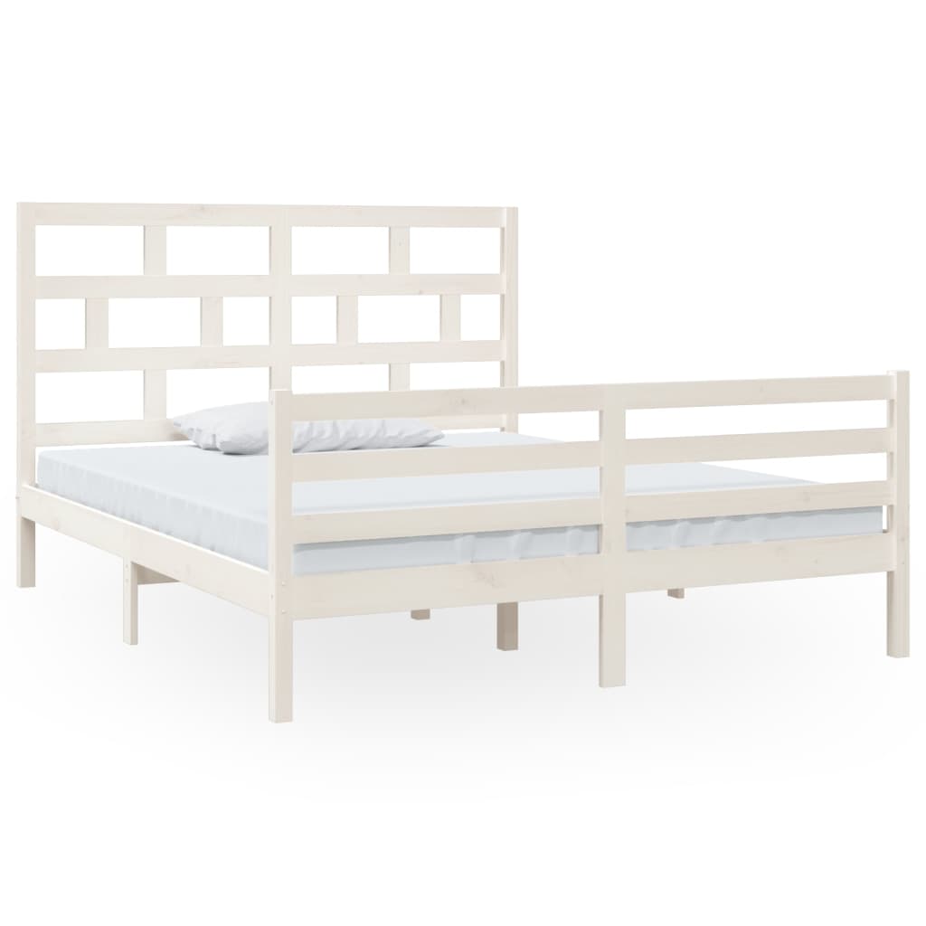 vidaXL Estrutura de cama 160x200 cm madeira de pinho maciça branco