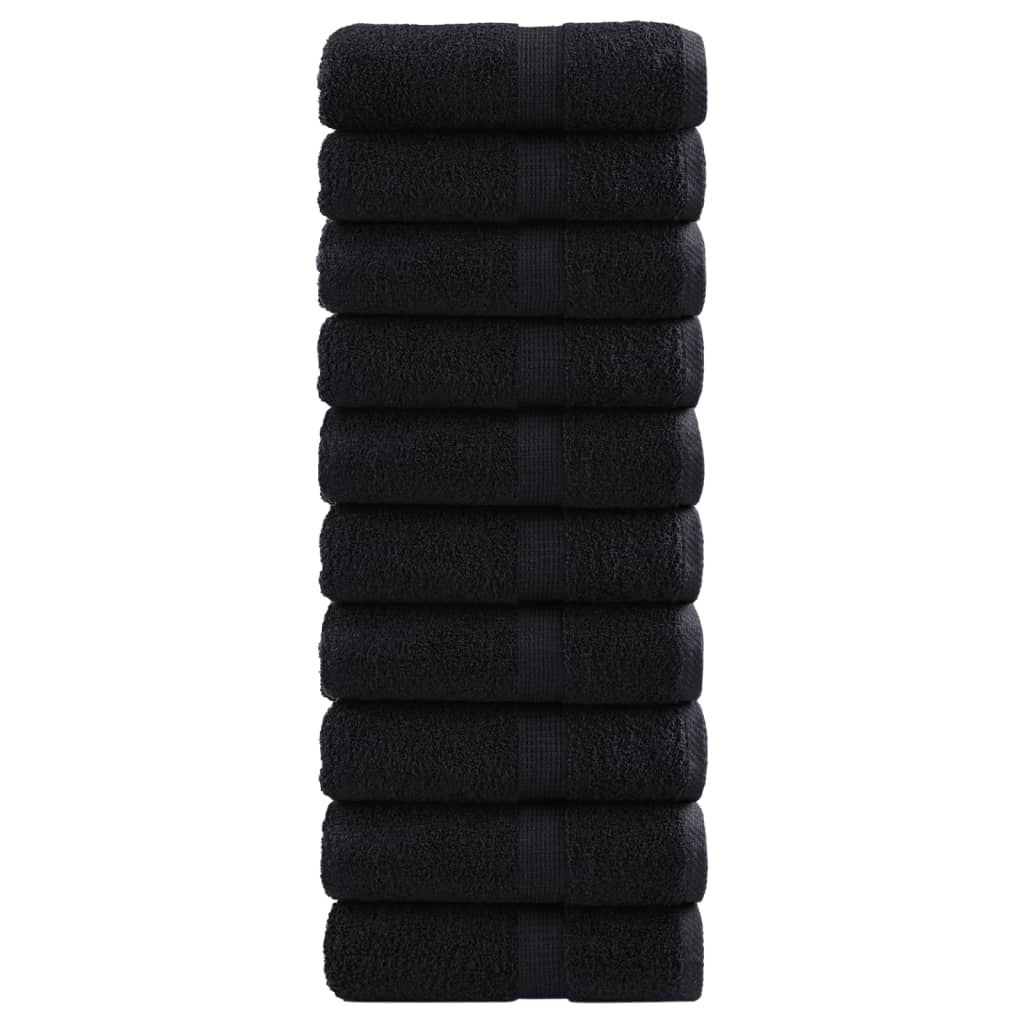 vidaXL Toalhas de mãos premium SOLUND 10 pcs 30x30 cm 600 g/m2 preto