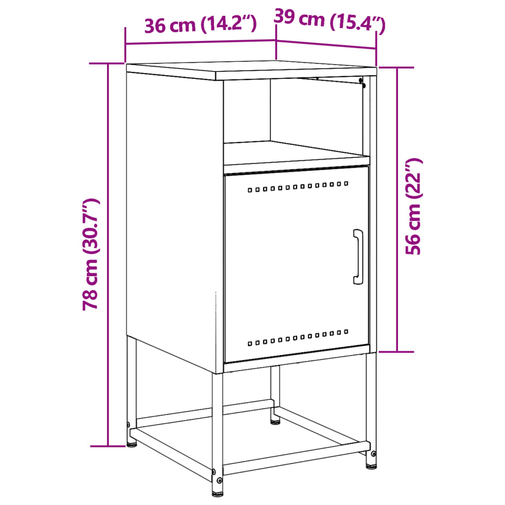 vidaXL Mesa de cabeceira 36x39x78 cm aço rosa