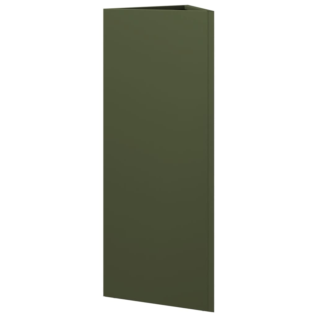 vidaXL Vaso/floreira jardim triangular 30x26x75 cm aço verde-azeitona