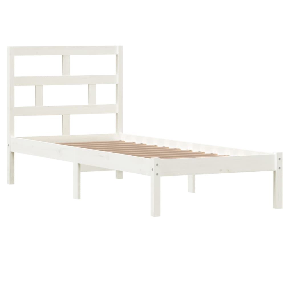 vidaXL Estrutura cama pequena solteiro 75x190 cm madeira maciça branco