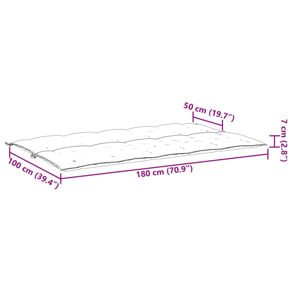 vidaXL Almofadão banco jardim 180x(50+50)x7cm tecido oxford antracite