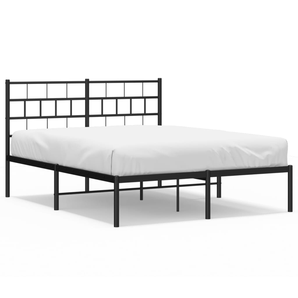 vidaXL Estrutura de cama com cabeceira 135x190 cm metal preto