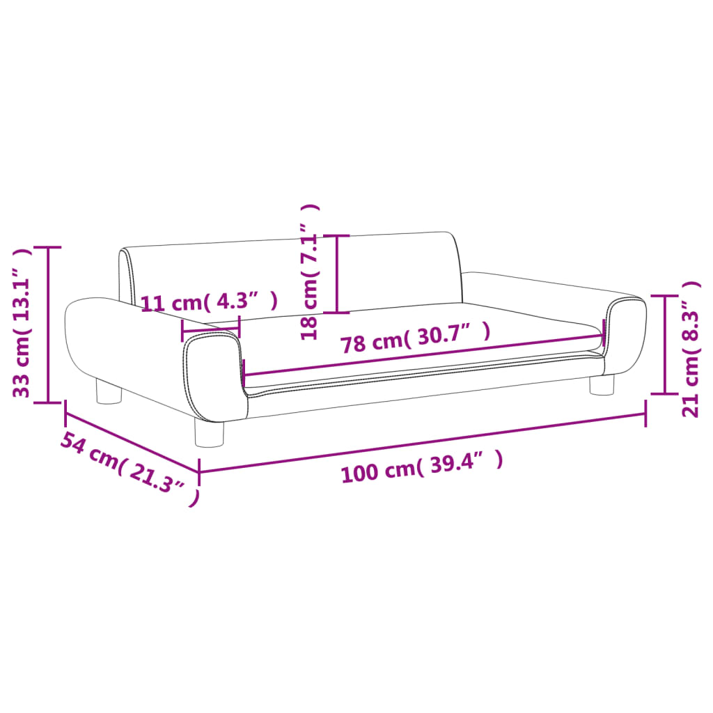 vidaXL Sofá infantil 100x54x33 cm veludo cor creme