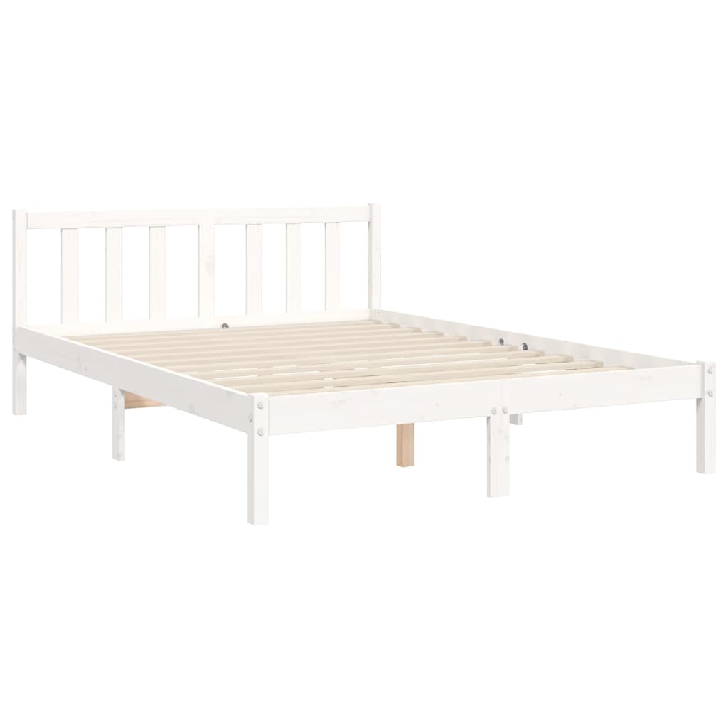 vidaXL Estrutura de cama com cabeceira 120x200cm madeira maciça branco