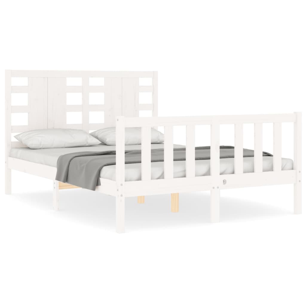 vidaXL Estrutura de cama com cabeceira 120x200cm madeira maciça branco