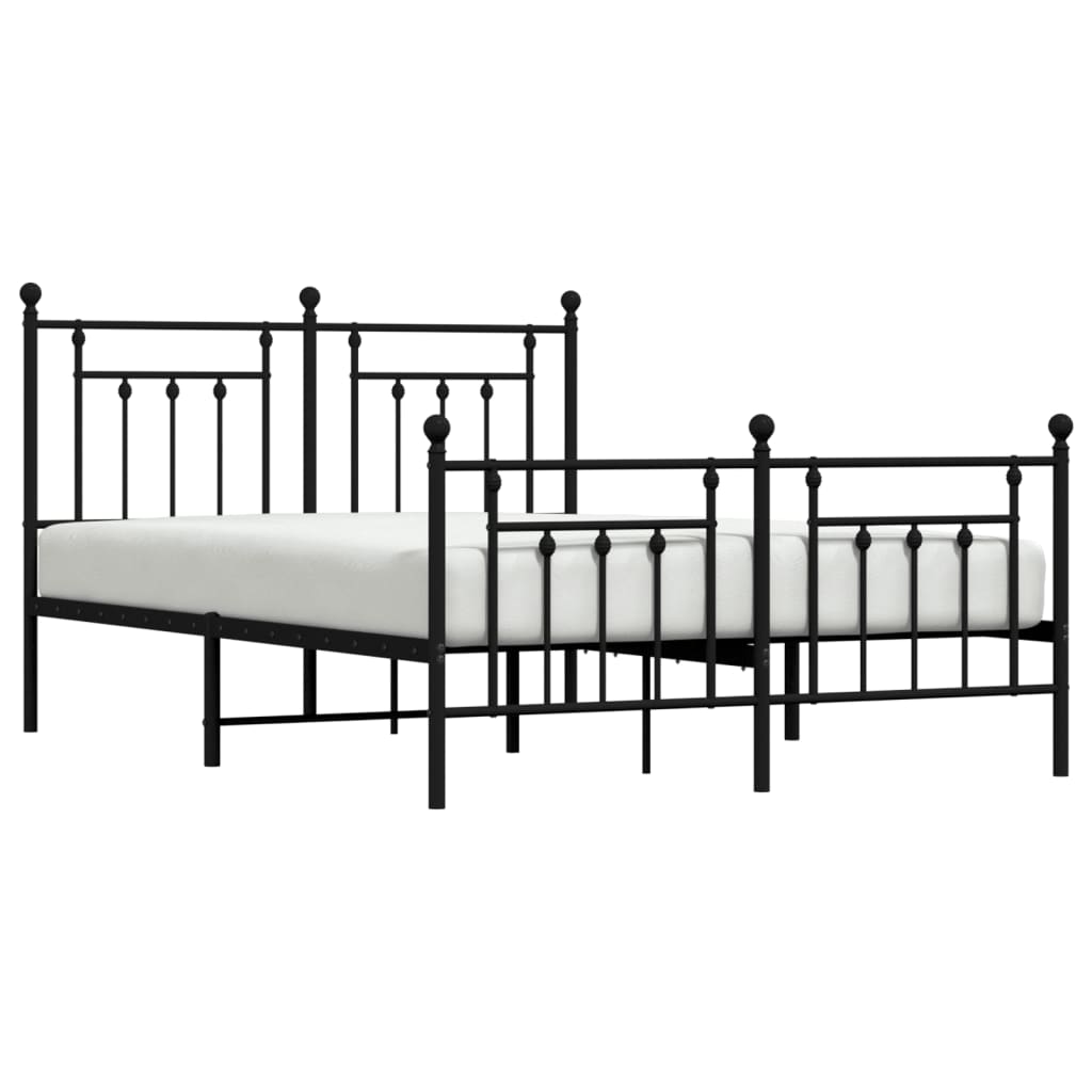 vidaXL Estrutura de cama com cabeceira e pés 140x190 cm metal preto