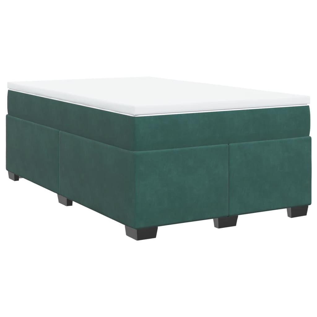 vidaXL Cama boxspring com colchão 120x190 cm veludo verde-escuro