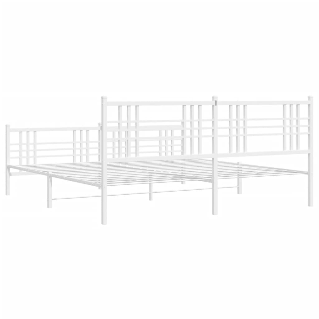 vidaXL Estrutura de cama com cabeceira e pés 183x213 cm metal branco