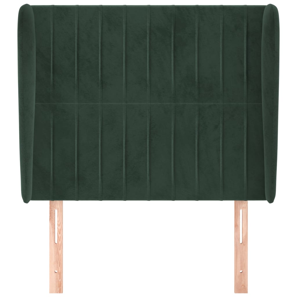 vidaXL Cabeceira de cama c/ abas veludo 83x23x118/128 cm verde-escuro