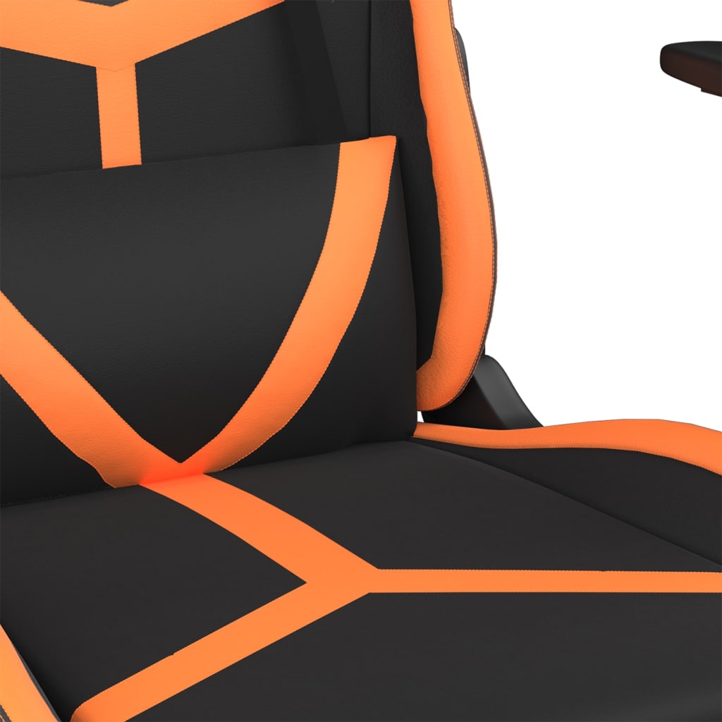 vidaXL Cadeira gaming couro artificial preto e laranja