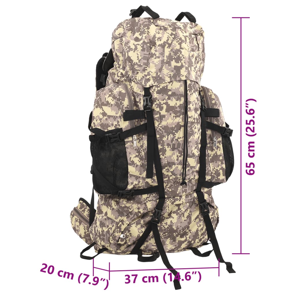 vidaXL Mochila para caminhadas 60 L tecido oxford camuflagem castanha