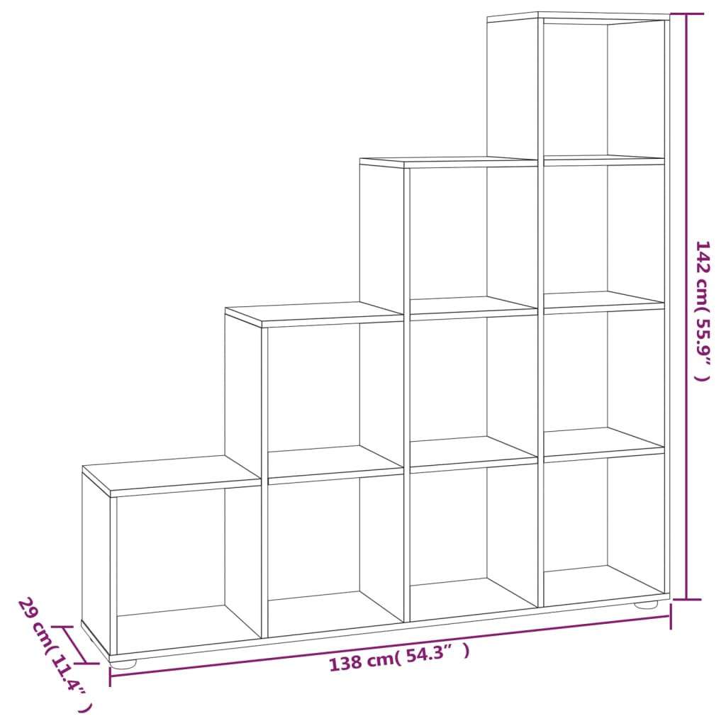 vidaXL Estante escada/prateleira derivados de madeira 142 cm preto