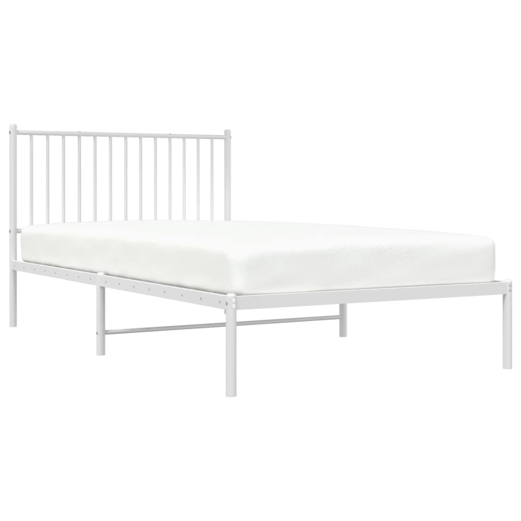 vidaXL Estrutura de cama em metal com cabeceira 107x203 cm branco