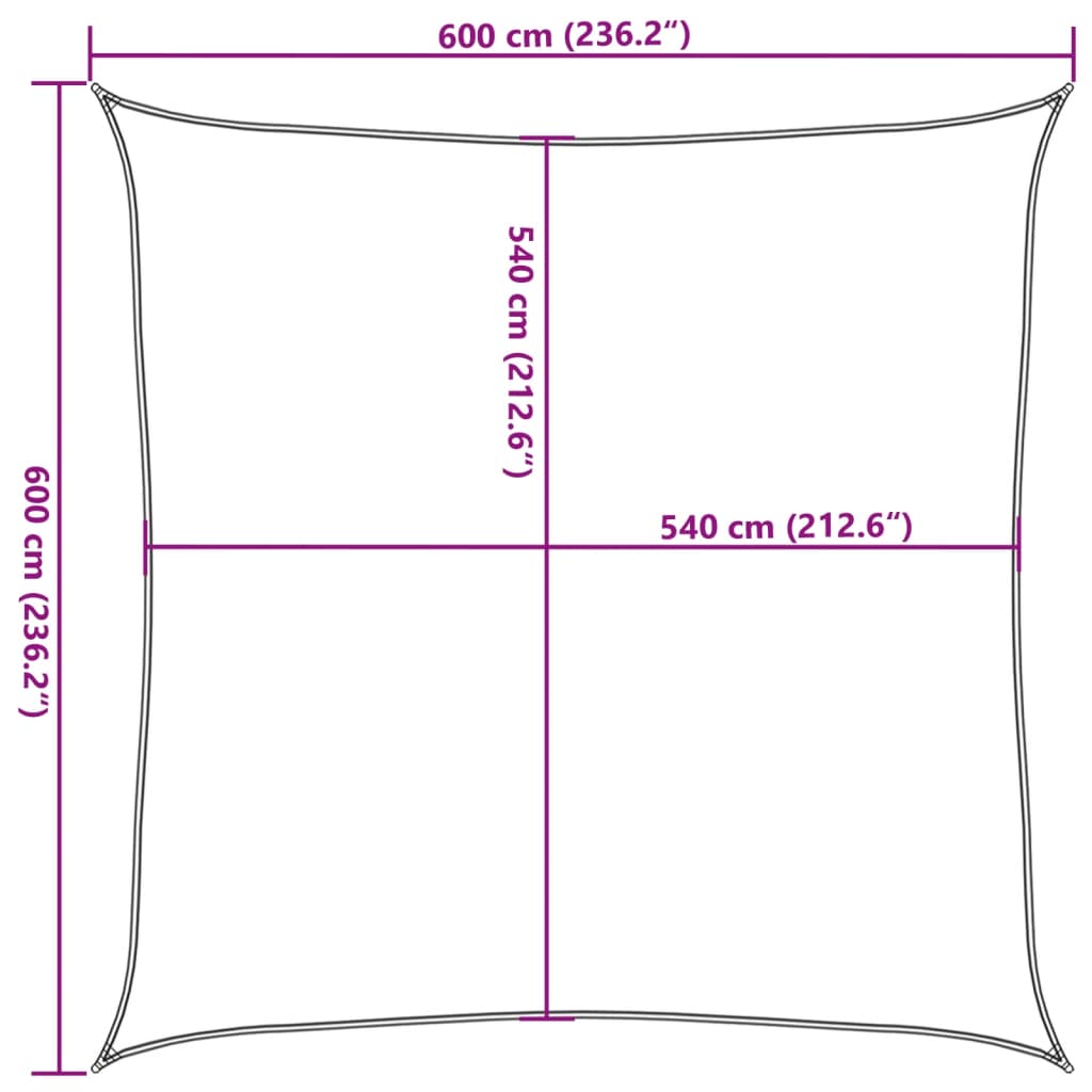 vidaXL Para-sol estilo vela quadrado 160 g/m² 6x6 m PEAD areia