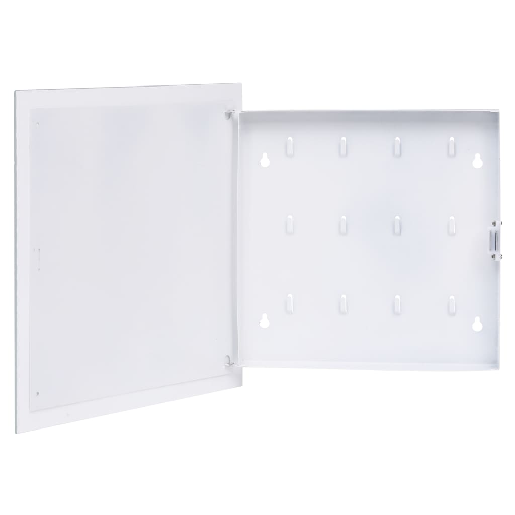 vidaXL Chaveiro com quadro magnético 35x35x4 cm branco