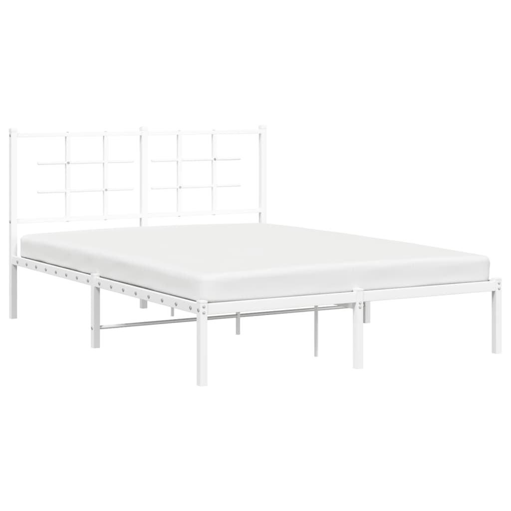 vidaXL Estrutura de cama com cabeceira 140x200 cm metal branco