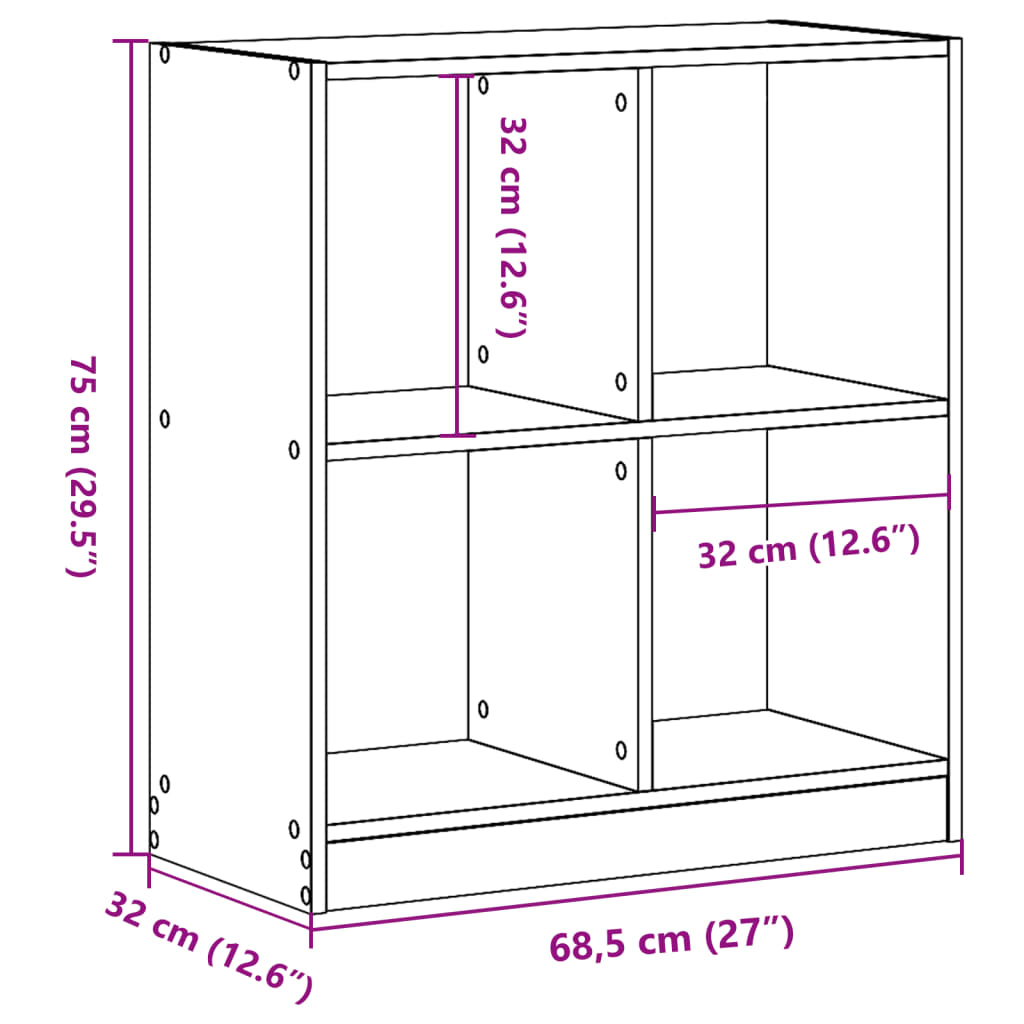 vidaXL Estante 68,5x32x75 cm derivados de madeira cinzento cimento