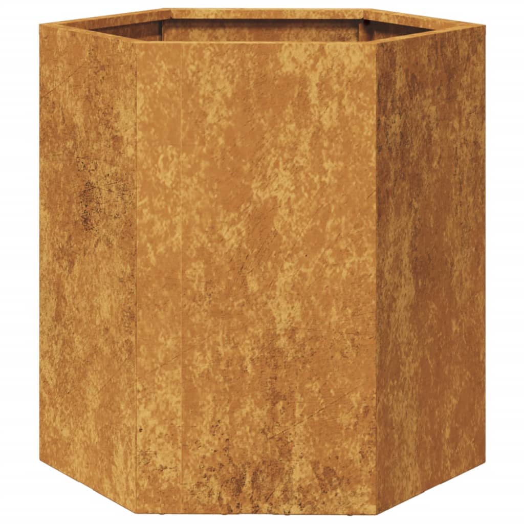 vidaXL Vaso/floreira de jardim hexagonal 46x40x45 cm aço corten