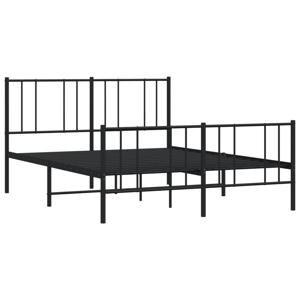 vidaXL Estrutura de cama com cabeceira e pés 140x190 cm metal preto