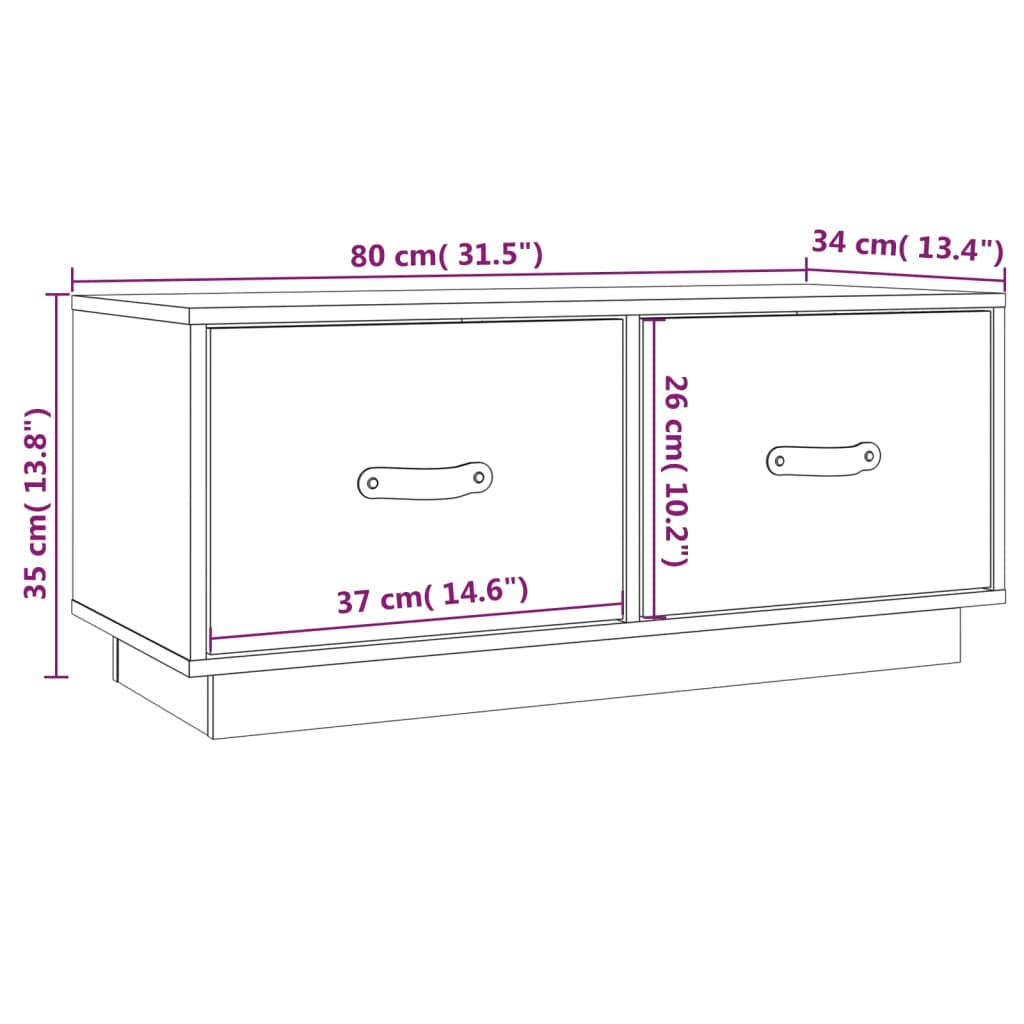 vidaXL Móvel de TV 80x34x35 cm madeira de pinho maciça