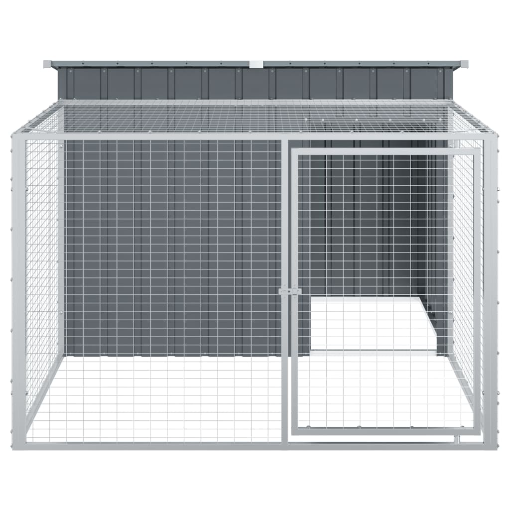 vidaXL Casota p/ cães c/ parque 153x194x110 cm aço galvaniz. antracite