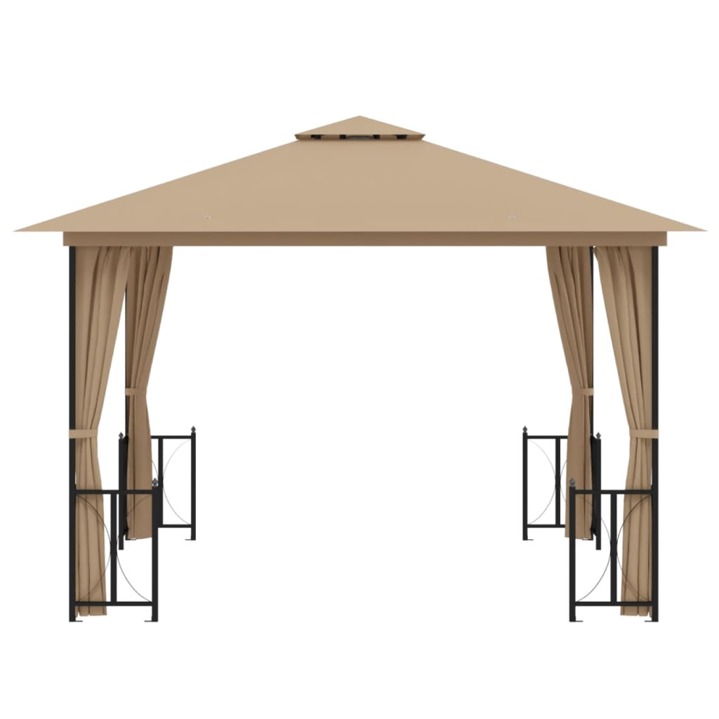 vidaXL Gazebo c/ paredes laterais e telhado duplo 3x3 m cinza-acast.